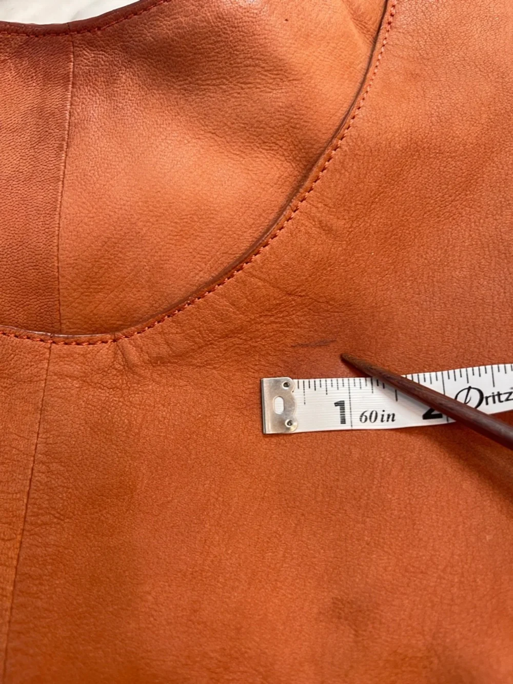 Lucky Brand Russet Leather Boho Hobo Bag with Stone Bead Detail